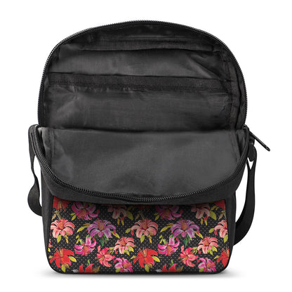 Polka Dot Lily Pattern Print Rectangular Crossbody Bag