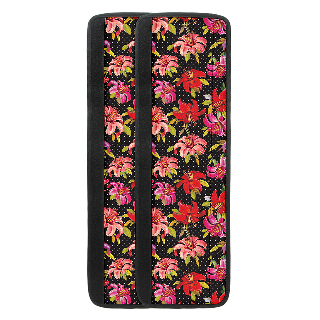 Polka Dot Lily Pattern Print Refrigerator Handle Covers