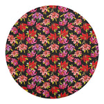 Polka Dot Lily Pattern Print Round Blanket