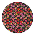 Polka Dot Lily Pattern Print Round Floor Mat