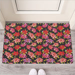 Polka Dot Lily Pattern Print Rubber Doormat