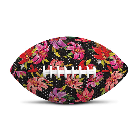 Polka Dot Lily Pattern Print Rugby Ball