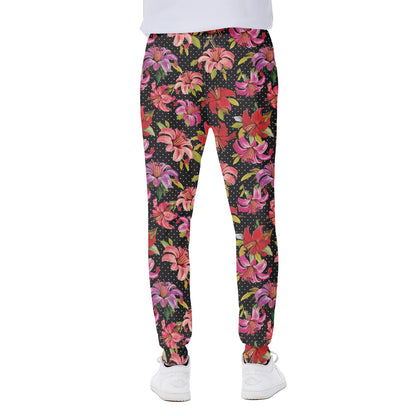 Polka Dot Lily Pattern Print Scuba Joggers