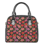 Polka Dot Lily Pattern Print Shoulder Handbag