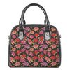 Polka Dot Lily Pattern Print Shoulder Handbag