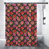 Polka Dot Lily Pattern Print Shower Curtain