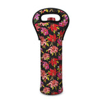 Polka Dot Lily Pattern Print Single Neoprene Wine Tote