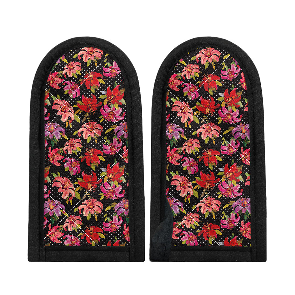 Polka Dot Lily Pattern Print Skillet Handle Cover