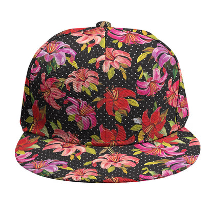 Polka Dot Lily Pattern Print Snapback Cap
