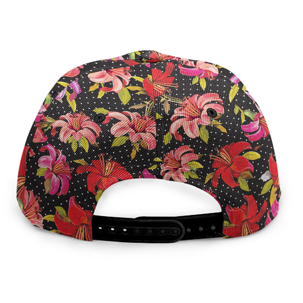 Polka Dot Lily Pattern Print Snapback Cap