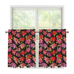 Polka Dot Lily Pattern Print Tier Curtains