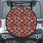 Polka Dot Lily Pattern Print Tire Cover