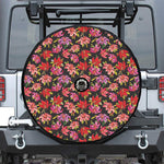 Polka Dot Lily Pattern Print Tire Cover With Camera Hole