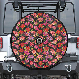 Polka Dot Lily Pattern Print Tire Cover With Camera Hole