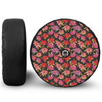 Polka Dot Lily Pattern Print Tire Cover With Camera Hole