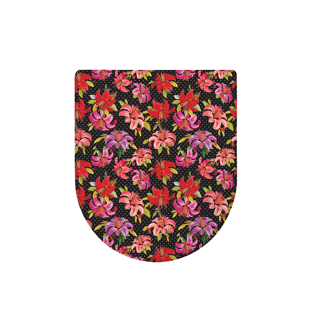 Polka Dot Lily Pattern Print Toilet Lid Cover