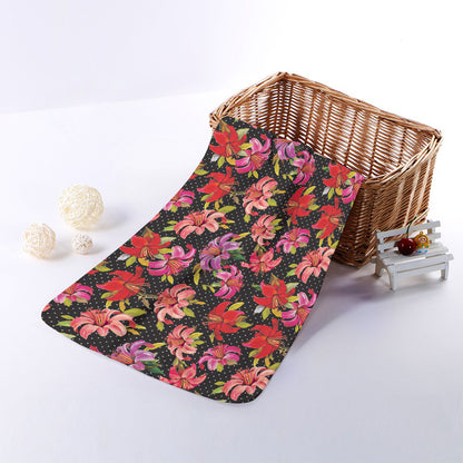 Polka Dot Lily Pattern Print Towel