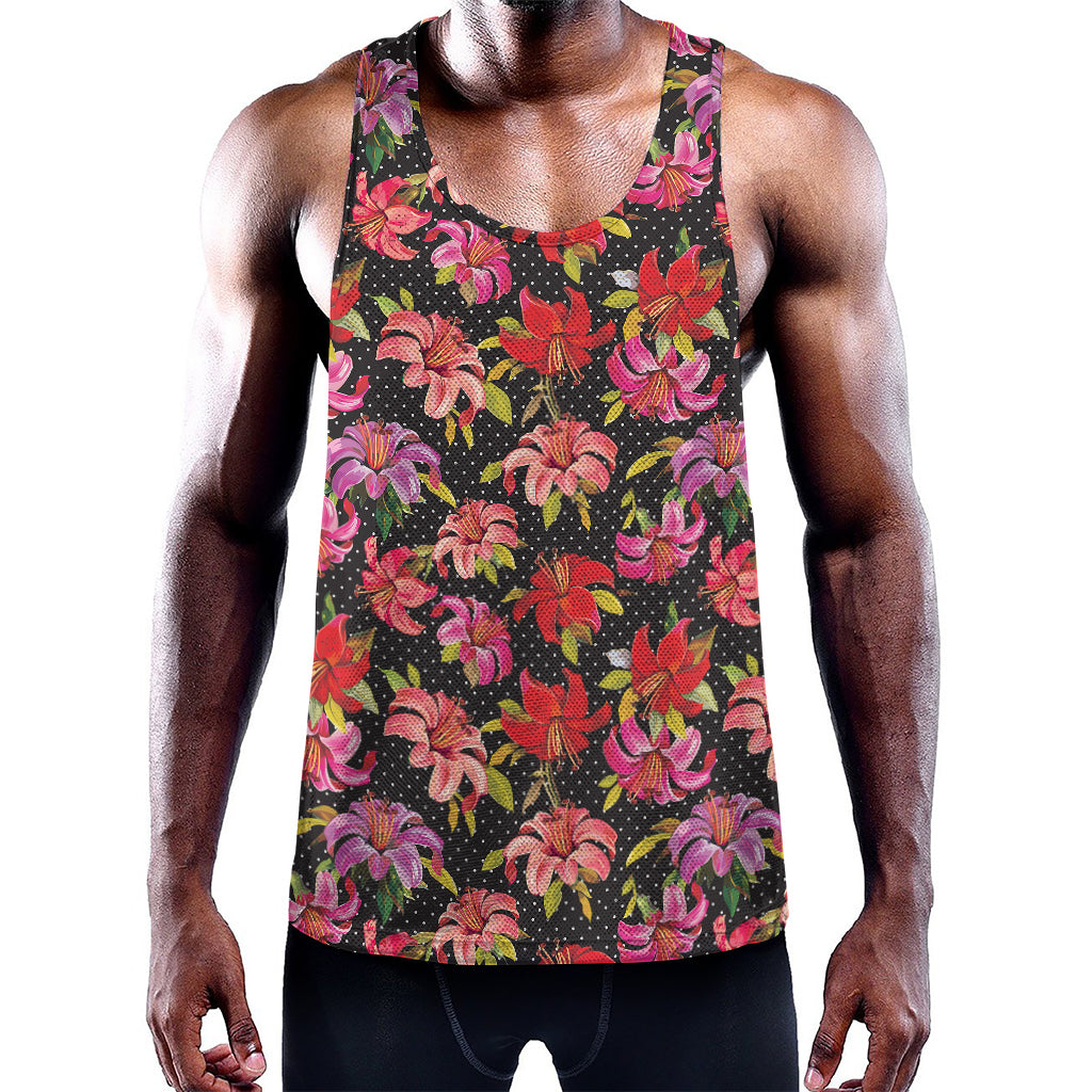 Polka Dot Lily Pattern Print Training Tank Top
