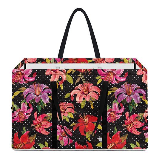 Polka Dot Lily Pattern Print Utility Tote Bag