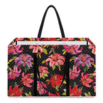 Polka Dot Lily Pattern Print Utility Tote Bag