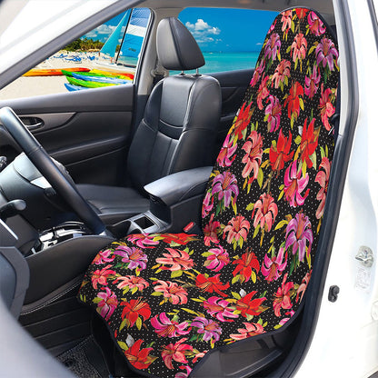 Polka Dot Lily Pattern Print Waterproof Car Seat Cover