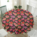 Polka Dot Lily Pattern Print Waterproof Round Tablecloth
