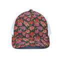 Polka Dot Lily Pattern Print White Mesh Trucker Hat