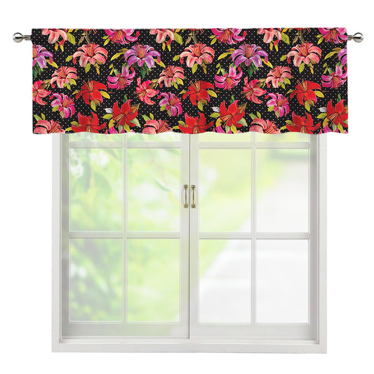 Polka Dot Lily Pattern Print Window Valance