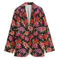 Polka Dot Lily Pattern Print Women's Cotton Blazer