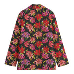 Polka Dot Lily Pattern Print Women's Cotton Blazer