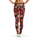 Polka Dot Lily Pattern Print Women's Leggings