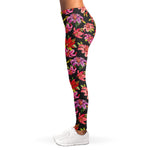 Polka Dot Lily Pattern Print Women's Leggings