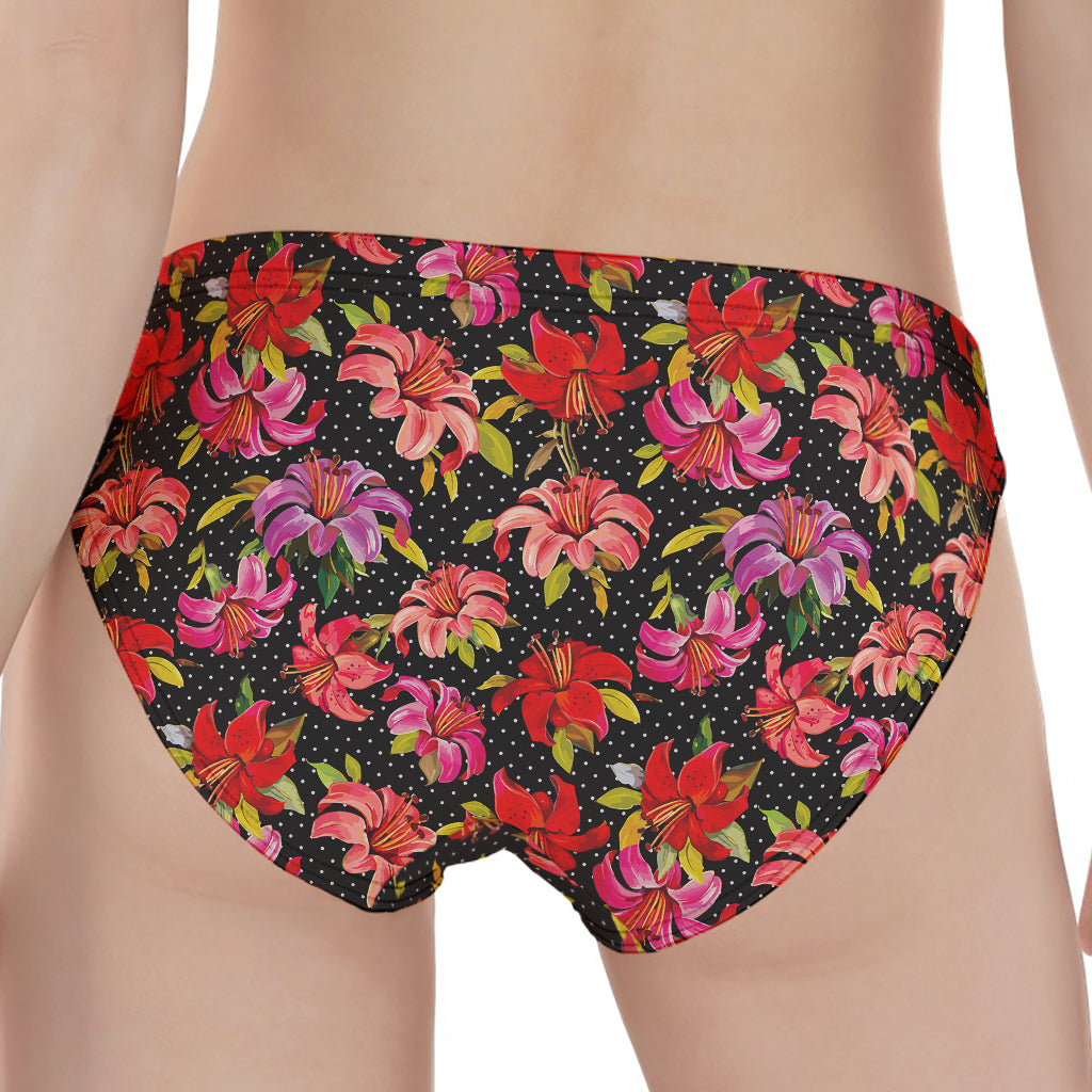 Polka Dot Lily Pattern Print Women's Panties