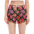 Polka Dot Lily Pattern Print Women's Split Running Shorts