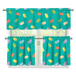 Polka Dot Macaron Pattern Print 3 Piece Kitchen Curtains