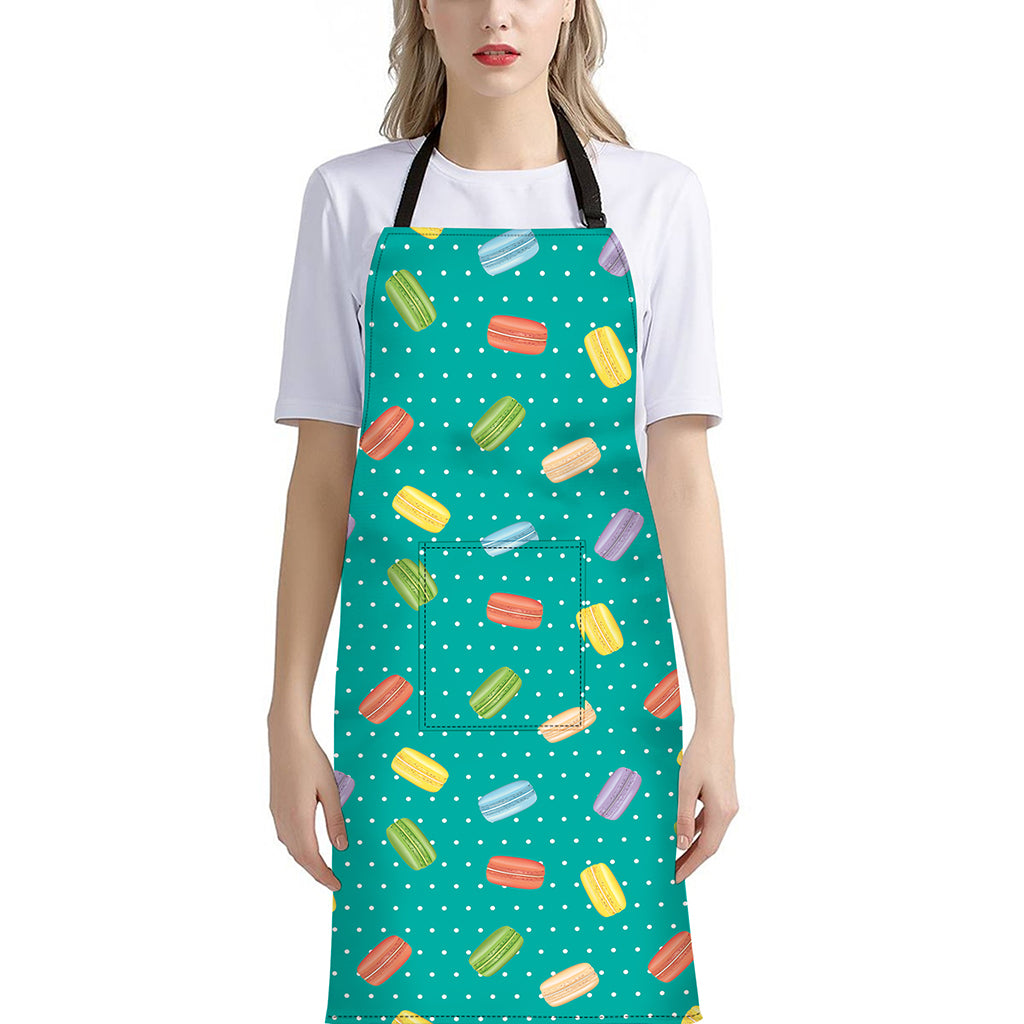 Polka Dot Macaron Pattern Print Bib Apron With Pocket