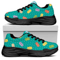 Polka Dot Macaron Pattern Print Black Chunky Shoes