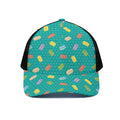 Polka Dot Macaron Pattern Print Black Mesh Trucker Hat