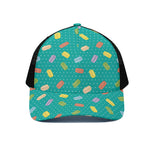 Polka Dot Macaron Pattern Print Black Mesh Trucker Cap