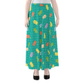 Polka Dot Macaron Pattern Print Chiffon Maxi Skirt