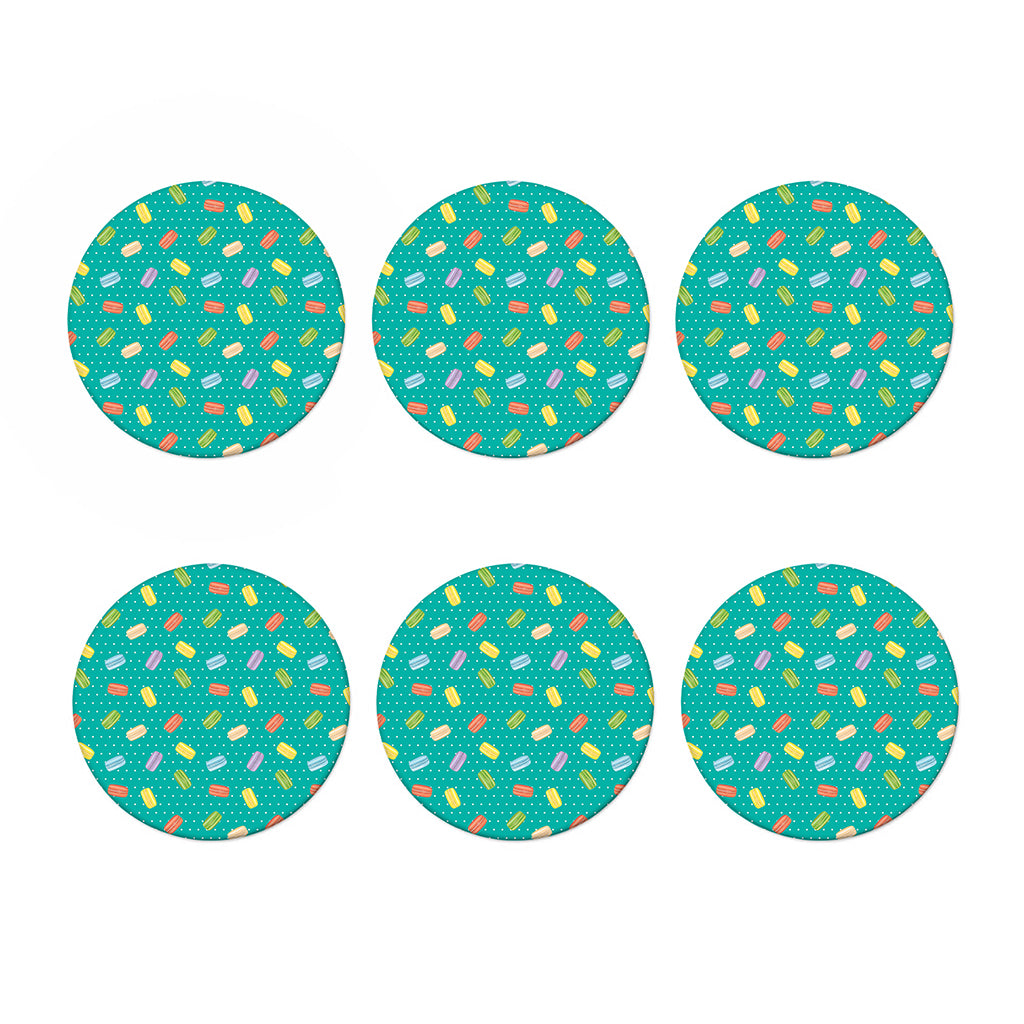 Polka Dot Macaron Pattern Print Coaster Set