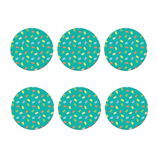 Polka Dot Macaron Pattern Print Coaster Set