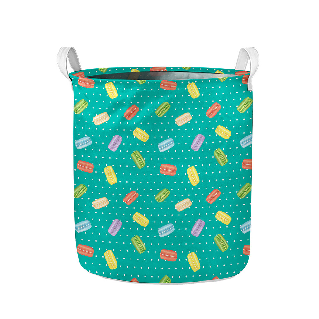 Polka Dot Macaron Pattern Print Collapsible Laundry Basket
