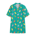 Polka Dot Macaron Pattern Print Cotton Hawaiian Shirt