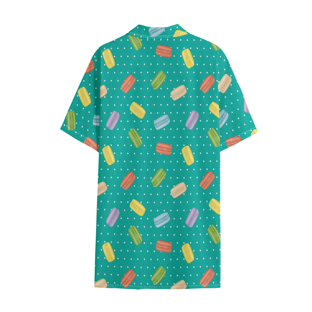 Polka Dot Macaron Pattern Print Cotton Hawaiian Shirt