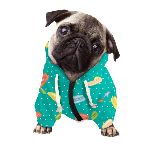 Polka Dot Macaron Pattern Print Dog Zip Up Hoodie