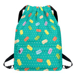 Polka Dot Macaron Pattern Print Drawstring Backpack