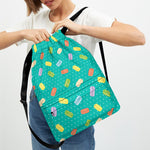 Polka Dot Macaron Pattern Print Drawstring Backpack