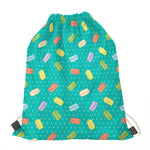 Polka Dot Macaron Pattern Print Drawstring Bag