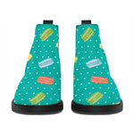 Polka Dot Macaron Pattern Print Flat Ankle Boots